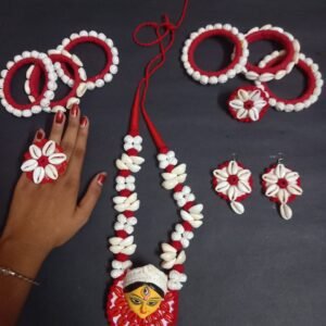 Traditional Maa Durga Jewellery Set (1 Necklace, 6 Bangles, Earrings, 2 Rings)