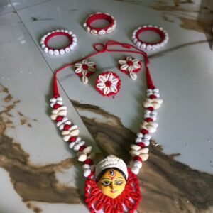 Traditional Maa Durga Jewellery Set (1 Necklace, 2 Bangles, Earrings, 1 Ring)