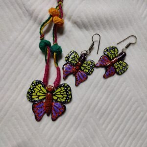 Butterfly necklace set ( 1 necklace and 2 ear rings )