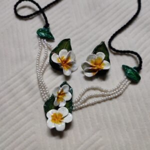 Plumeria choker and ear rings set ( 1 necklace and 2 ear rings )